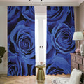 Royal Blue Rose Print Dimout Pencil Pleat Curtains