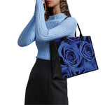 Royal Blue Rose Print Canvas Tote Bag