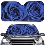 Royal Blue Rose Print Car Windshield Sun Shade