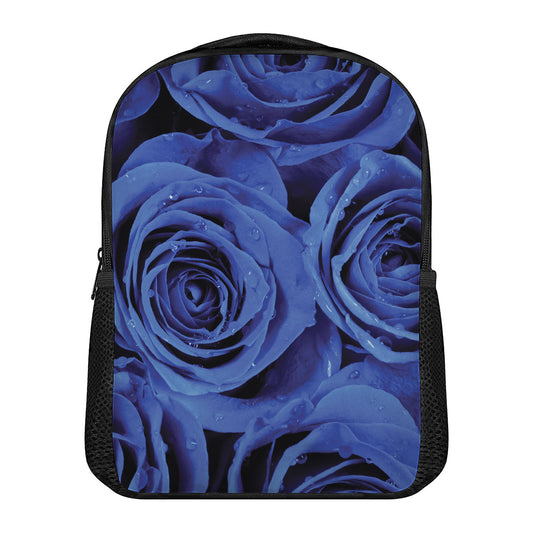 Royal Blue Rose Print Casual Backpack