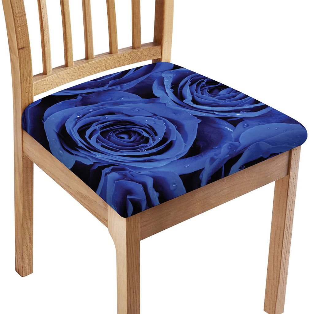 Royal Blue Rose Print Chair Cushion Cover
