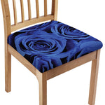 Royal Blue Rose Print Chair Cushion Cover