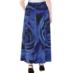 Royal Blue Rose Print Chiffon Maxi Skirt