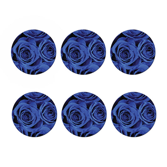 Royal Blue Rose Print Coaster Set