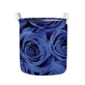Royal Blue Rose Print Collapsible Laundry Basket