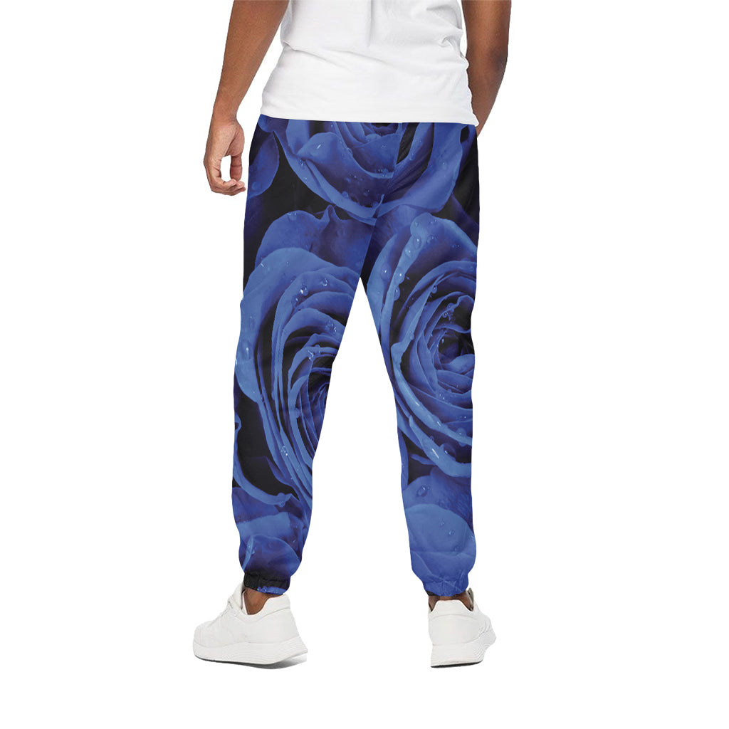 Royal Blue Rose Print Cotton Pants
