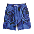 Royal Blue Rose Print Cotton Shorts