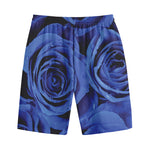 Royal Blue Rose Print Cotton Shorts