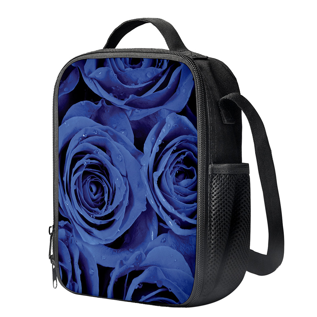 Royal Blue Rose Print Crossbody Lunch Bag