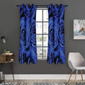 Royal Blue Rose Print Grommet Curtain Panels