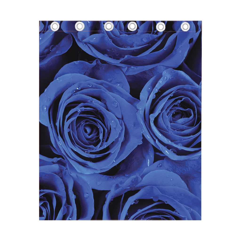 Royal Blue Rose Print Curtain