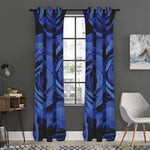 Royal Blue Rose Print Curtain