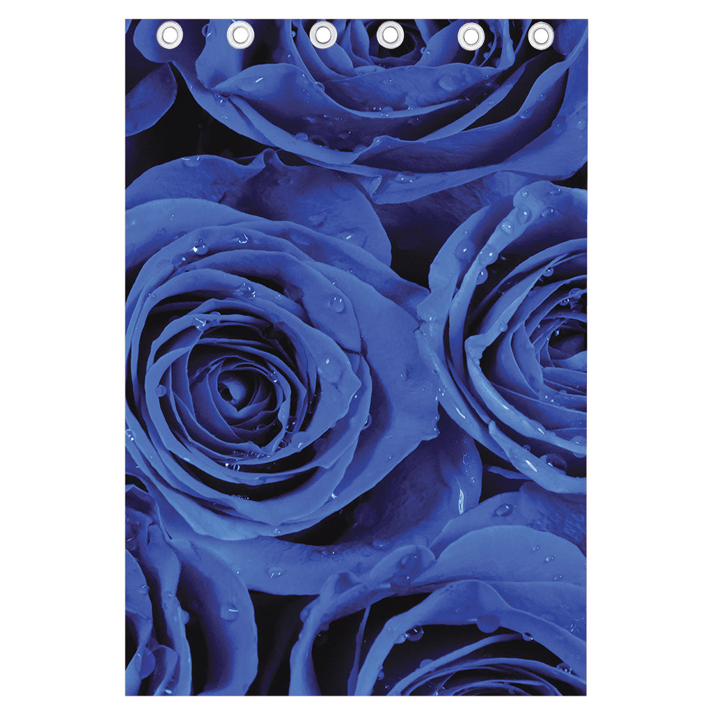 Royal Blue Rose Print Curtain
