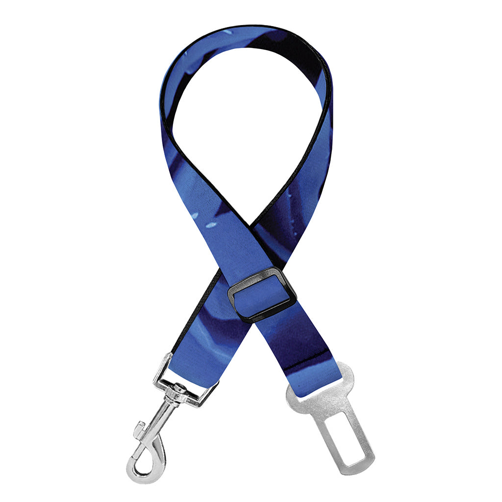 Royal Blue Rose Print Dog Seat Belt
