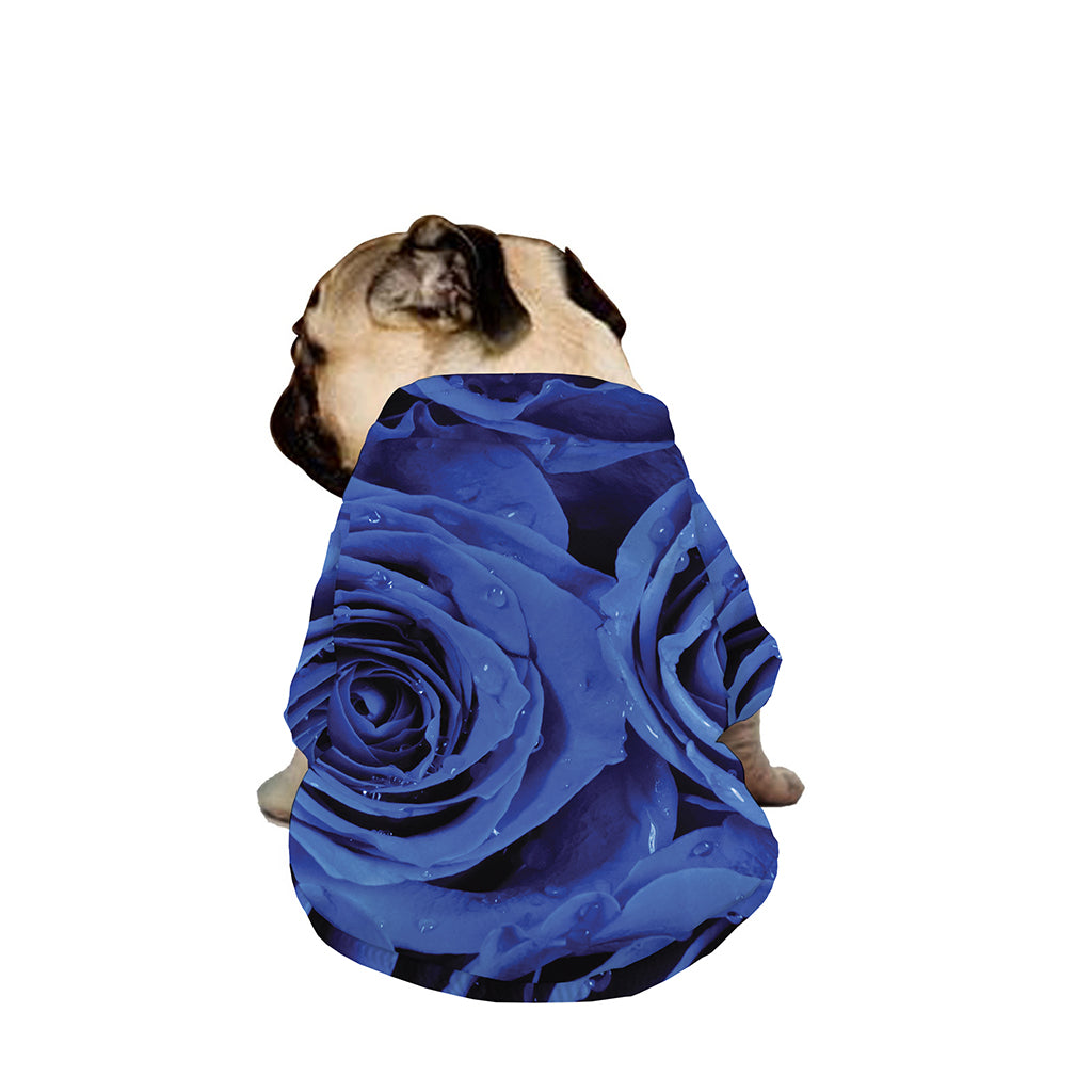 Royal Blue Rose Print Dog Zip Up Jacket