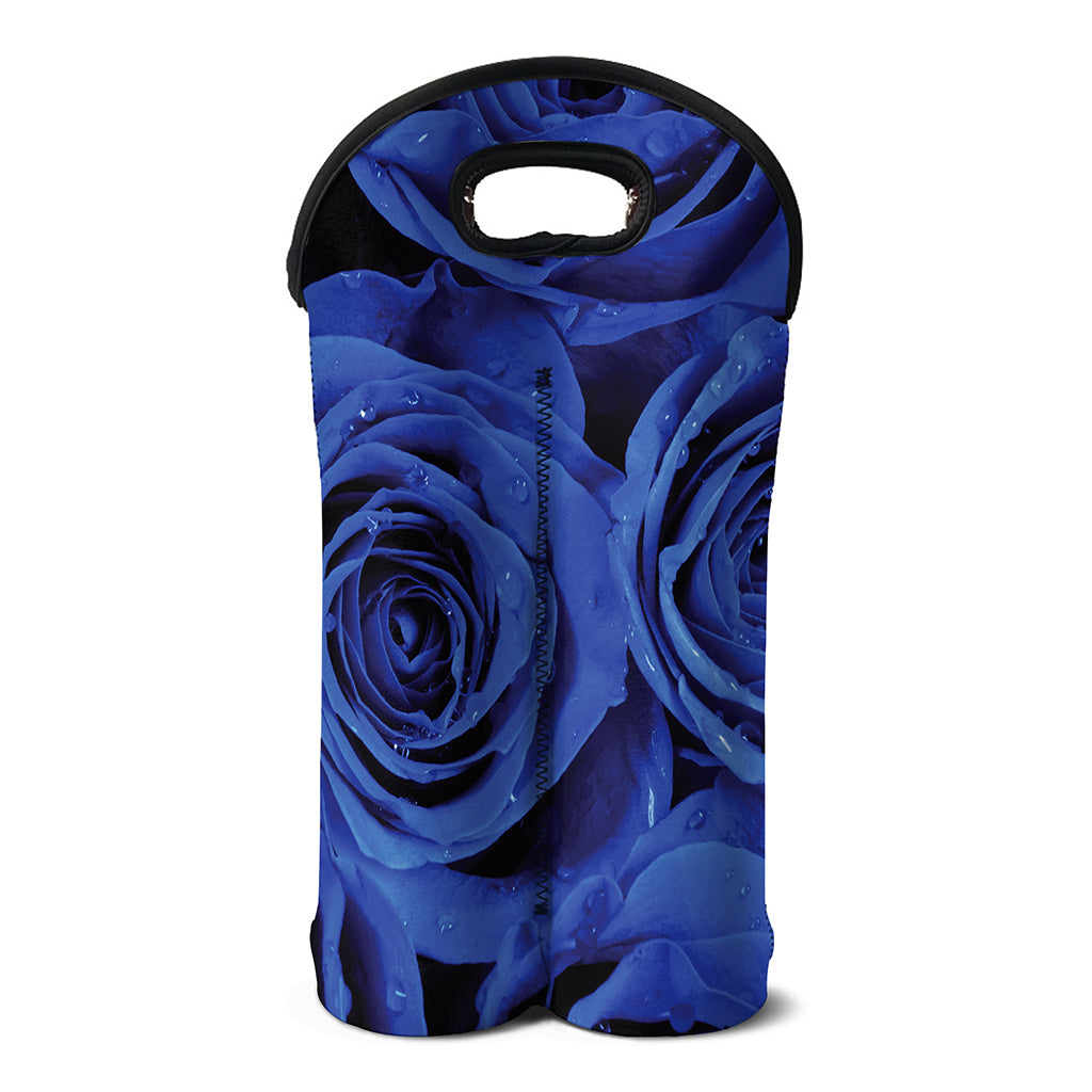 Royal Blue Rose Print Double Neoprene Wine Tote