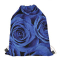 Royal Blue Rose Print Drawstring Bag