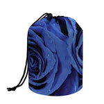 Royal Blue Rose Print Drawstring Makeup Bag