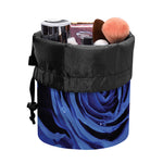 Royal Blue Rose Print Drawstring Makeup Bag