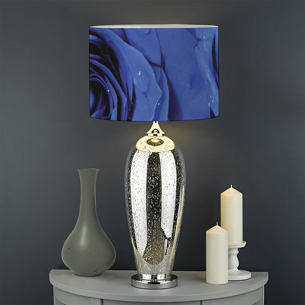 Royal Blue Rose Print Drum Lamp Shade