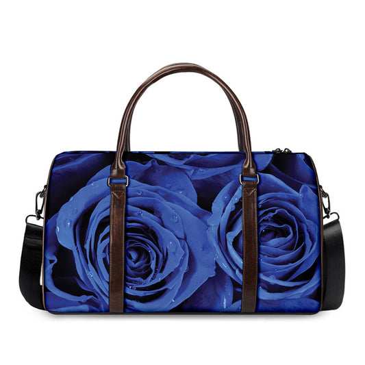 Royal Blue Rose Print Duffle Bag