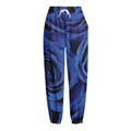 Royal Blue Rose Print Fleece Lined Knit Pants
