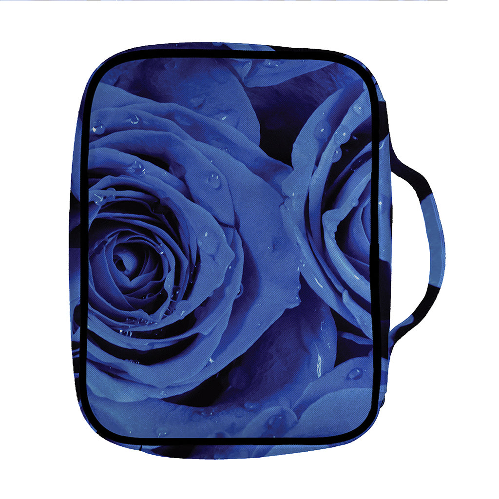Royal Blue Rose Print Front Pocket Bible Bag