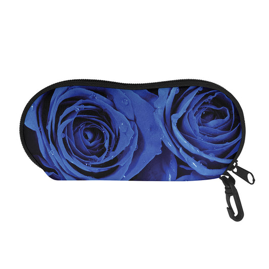 Royal Blue Rose Print Glasses Case