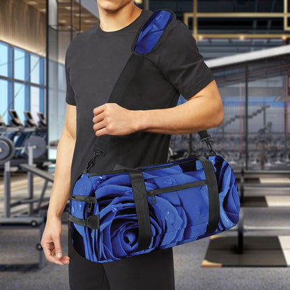 Royal Blue Rose Print Gym Bag