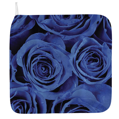 Royal Blue Rose Print Hand Towel