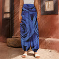 Royal Blue Rose Print Harem Pants