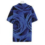 Royal Blue Rose Print Hawaiian Shirt