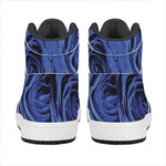 Royal Blue Rose Print High Top Leather Sneakers