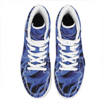 Royal Blue Rose Print High Top Leather Sneakers