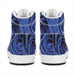 Royal Blue Rose Print High Top Leather Sneakers