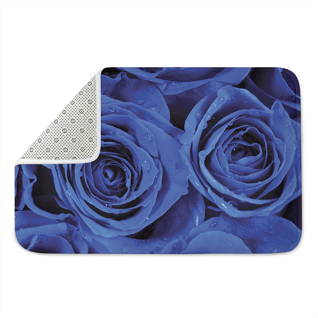 Royal Blue Rose Print Indoor Door Mat