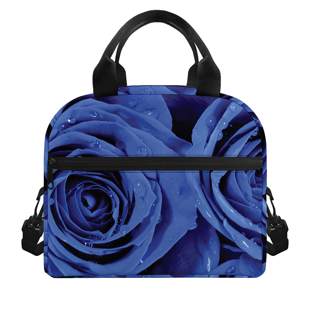 Royal Blue Rose Print Insulated Lunch Bag