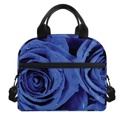 Royal Blue Rose Print Insulated Lunch Bag