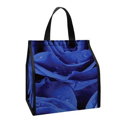 Royal Blue Rose Print Insulated Lunch Tote