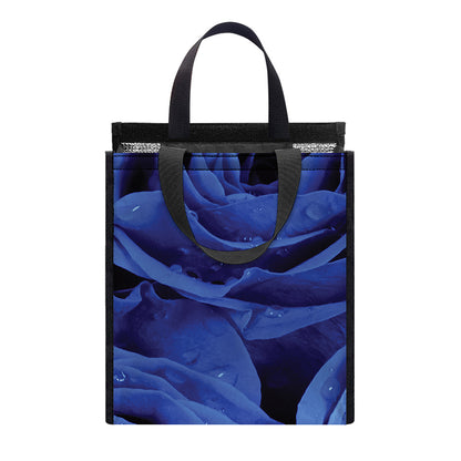 Royal Blue Rose Print Insulated Lunch Tote