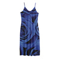 Royal Blue Rose Print Jersey Midi Cami Dress