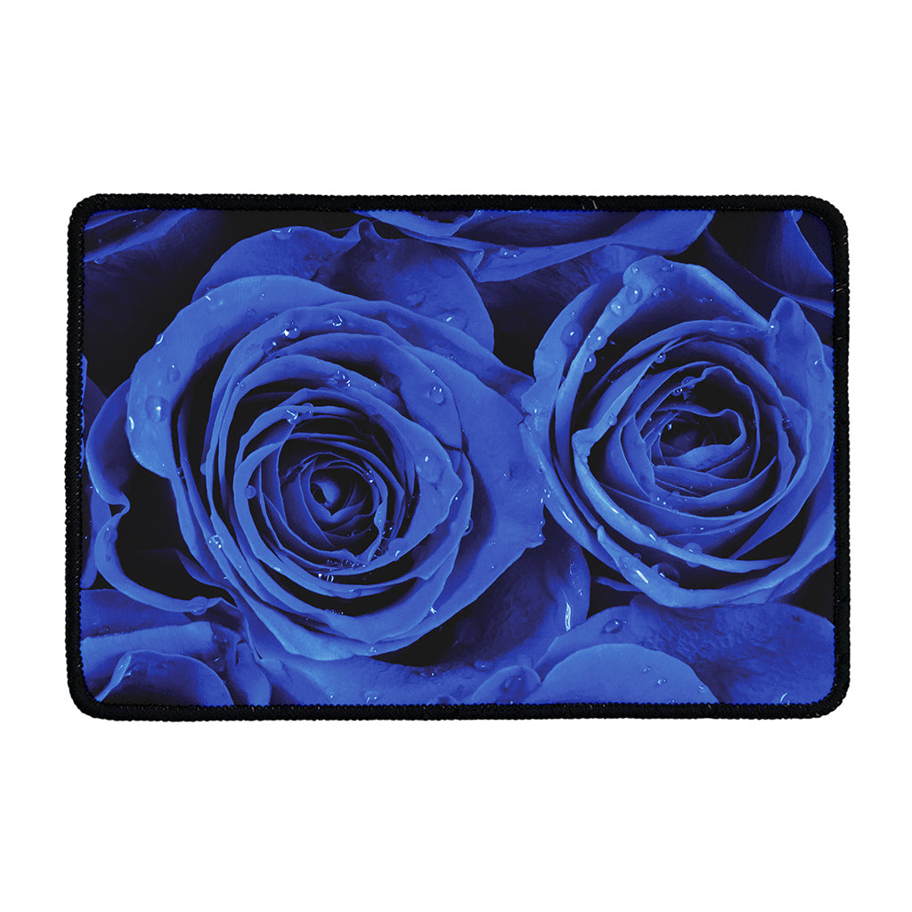 Royal Blue Rose Print Kitchen Mat