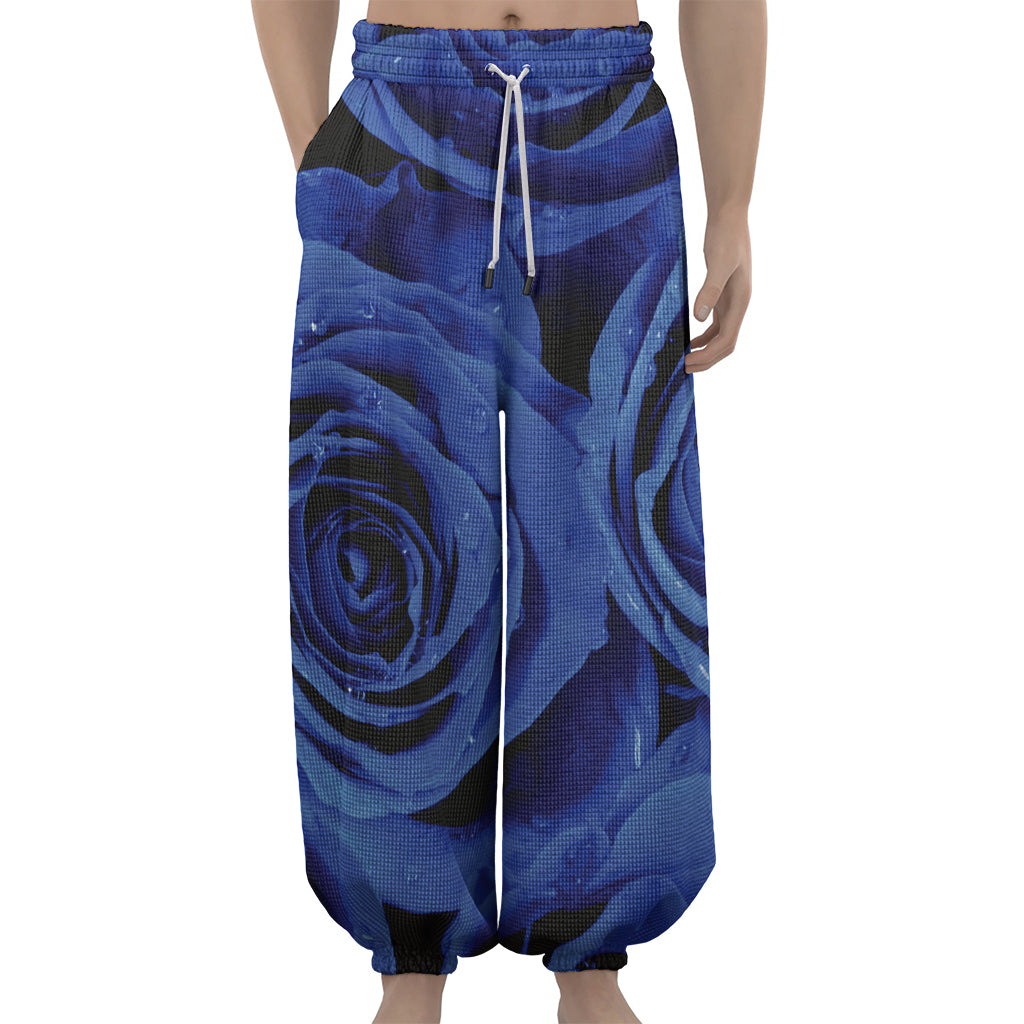 Royal Blue Rose Print Lantern Pants
