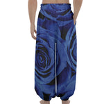 Royal Blue Rose Print Lantern Pants