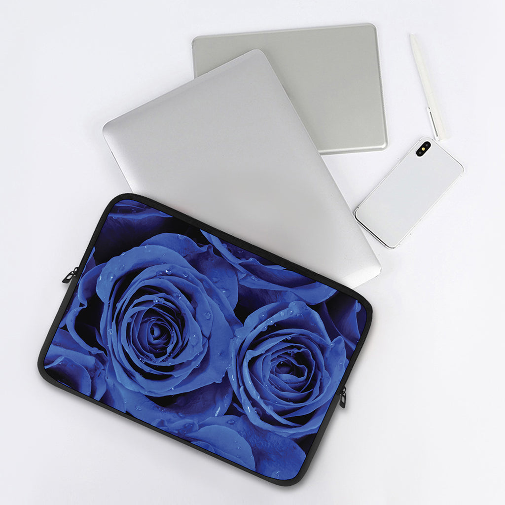 Royal Blue Rose Print Laptop Sleeve