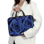Royal Blue Rose Print Laptop Sleeve With Handle
