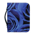 Royal Blue Rose Print Leather Bible Cover