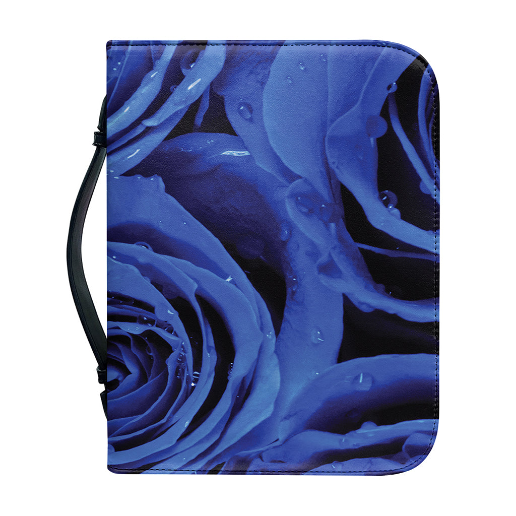 Royal Blue Rose Print Leather Bible Cover