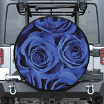 Royal Blue Rose Print Leather Spare Tire Cover