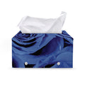 Royal Blue Rose Print Leather Tissue Box Cover